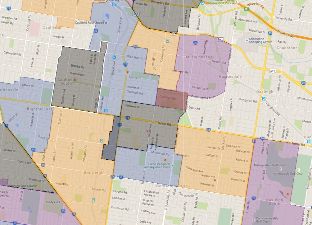 Melbourne Sample School Catchment Map specific zoned