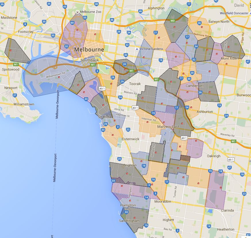 Victoria Melbourne Primary Schools With Specific Catchment (Local Neighbourhood Zone)