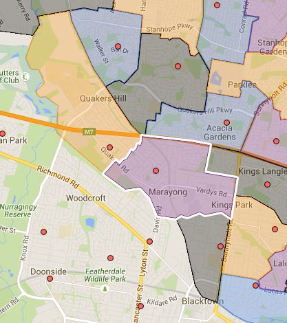 Blacktown North, Marayong Heights and Quakers Hill Public School Catchment Map Added